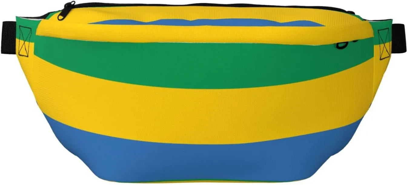 Gabonese Flag Stylish Crossbody Waist Pack - Versatile And Compact Travel Pouch For Hands-Free Storage