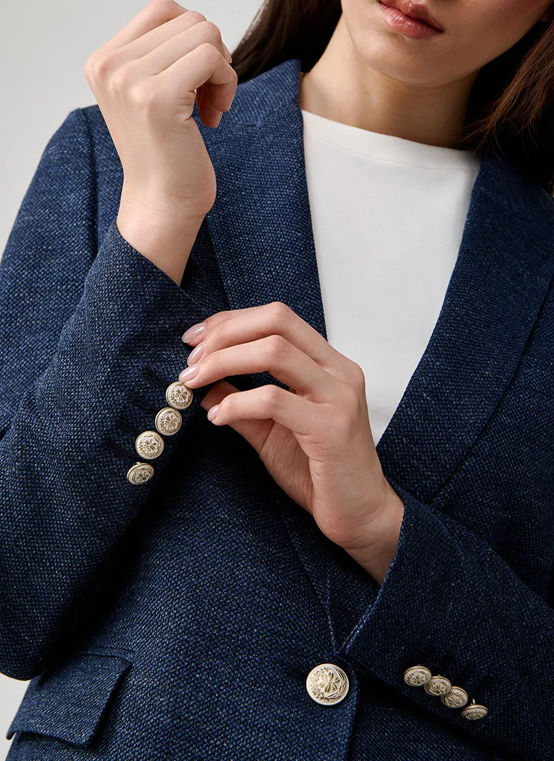 Garment Boyfriend 2 Button Pocket Linen Blazer