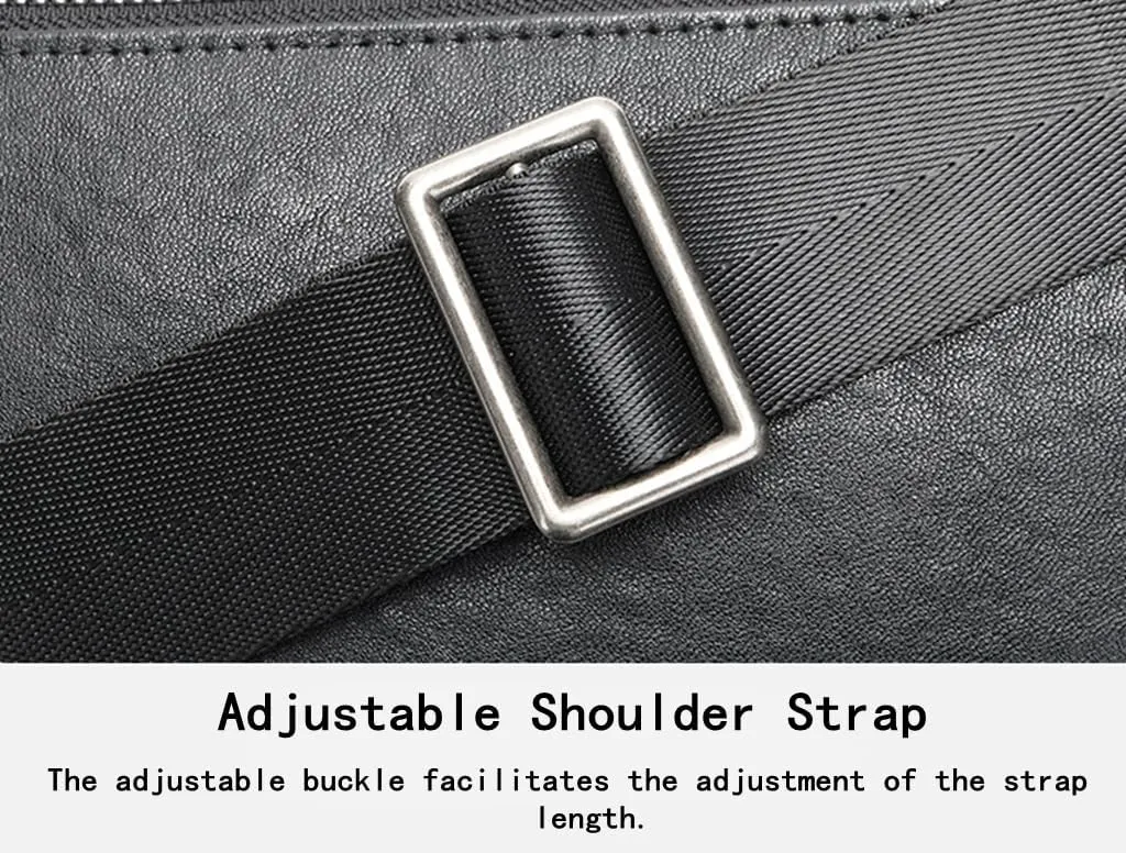 Genuine Leather Belt Bag Multi Pocketed Waist Bag Hands-free Crossbody Bag for Men 2 Zips Coffee