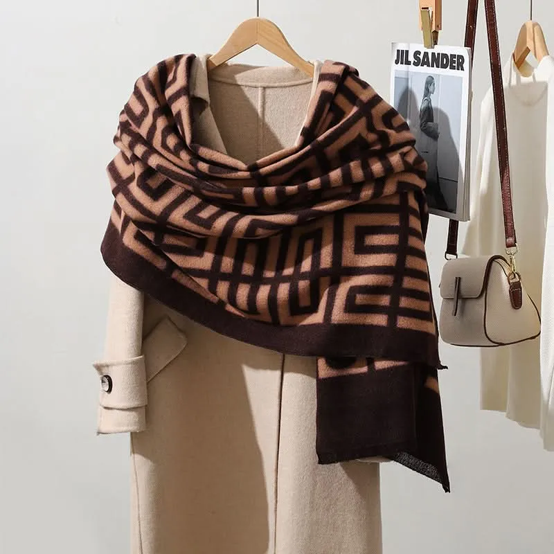 Geometric Plaid Imitation Cashmere Scarf – Warm & Stylish