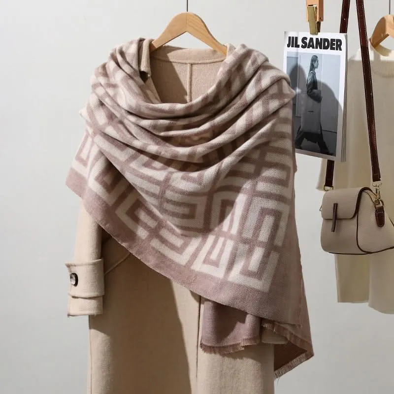 Geometric Plaid Imitation Cashmere Scarf – Warm & Stylish