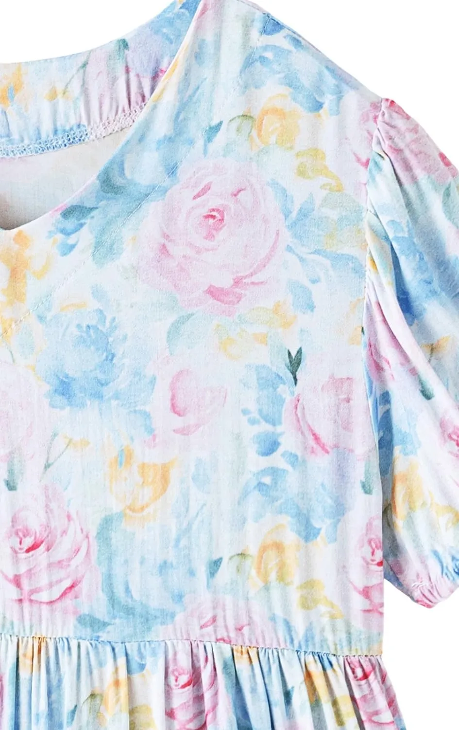 Girls Summer Maxi Dress Boho Flowy Tiered Beach Sundress Holiday Dresses 3-12Y