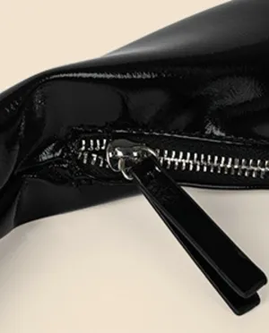 Glossy Underarm Bags for Women Cream Color Shiny Leather Purse Stylish Handbags Trendy Shoulder Bags for Party Travel 2024