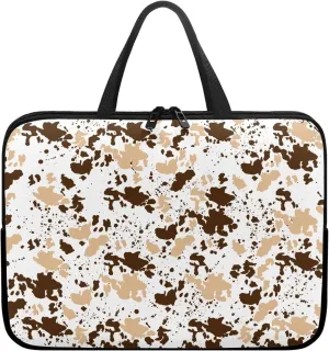 Gomyblomy Brown Cow Print Universal Laptop Bag, Fashionable Large Capacity Computer Handbag, Professional Business Work Briefcase, Suitable for 13 Inch Laptop