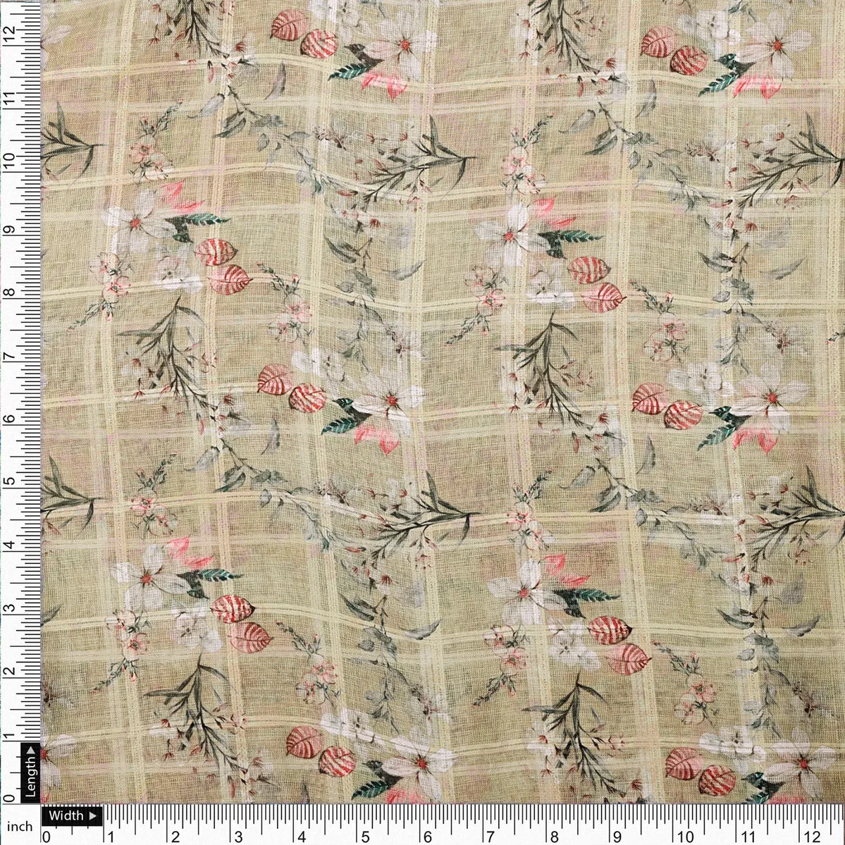 Gorgeous Velly Linen Fabric with Stunning Floral and Leaves Design