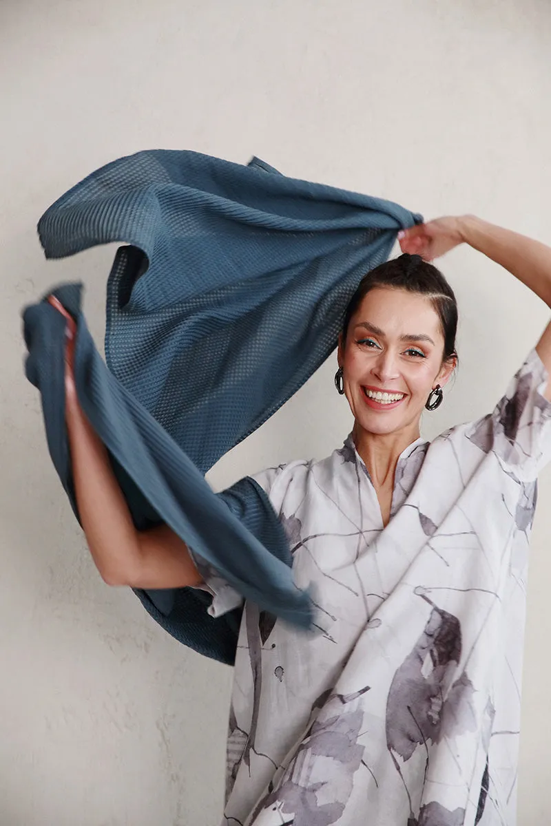 Graphite Textured Silk Cotton Scarf