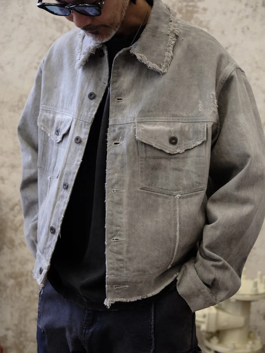 Gray Distressed Denim Jacket