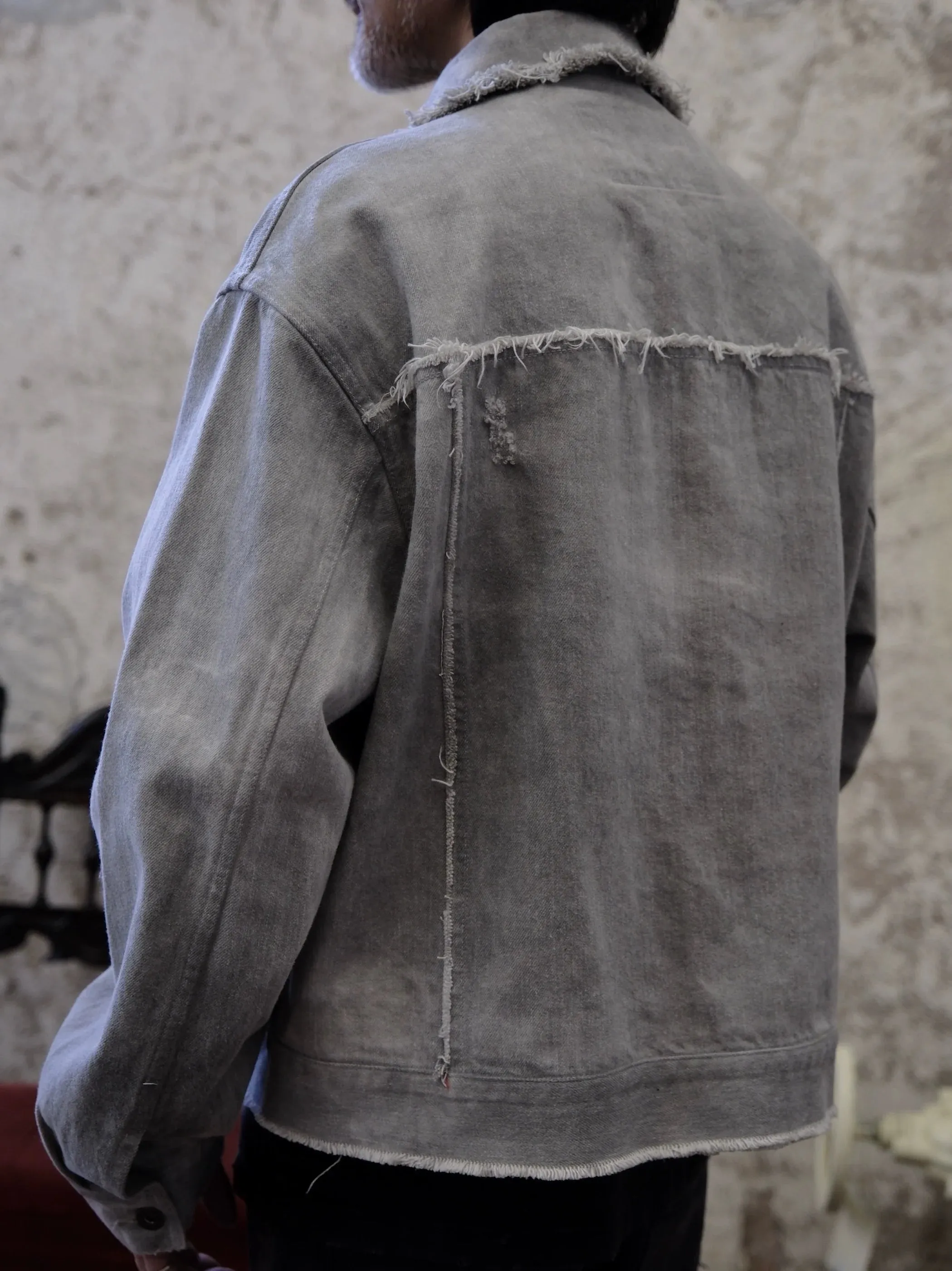 Gray Distressed Denim Jacket