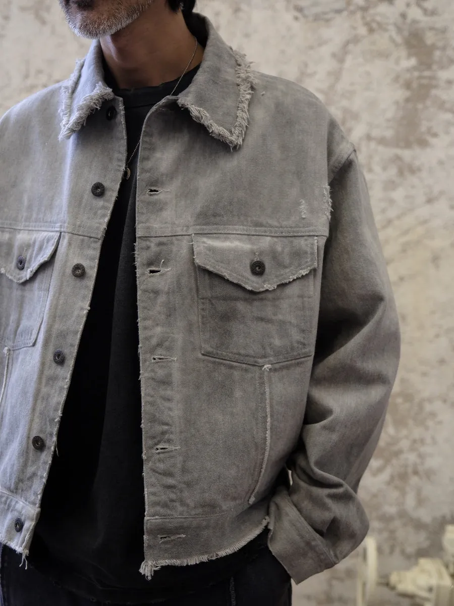 Gray Distressed Denim Jacket