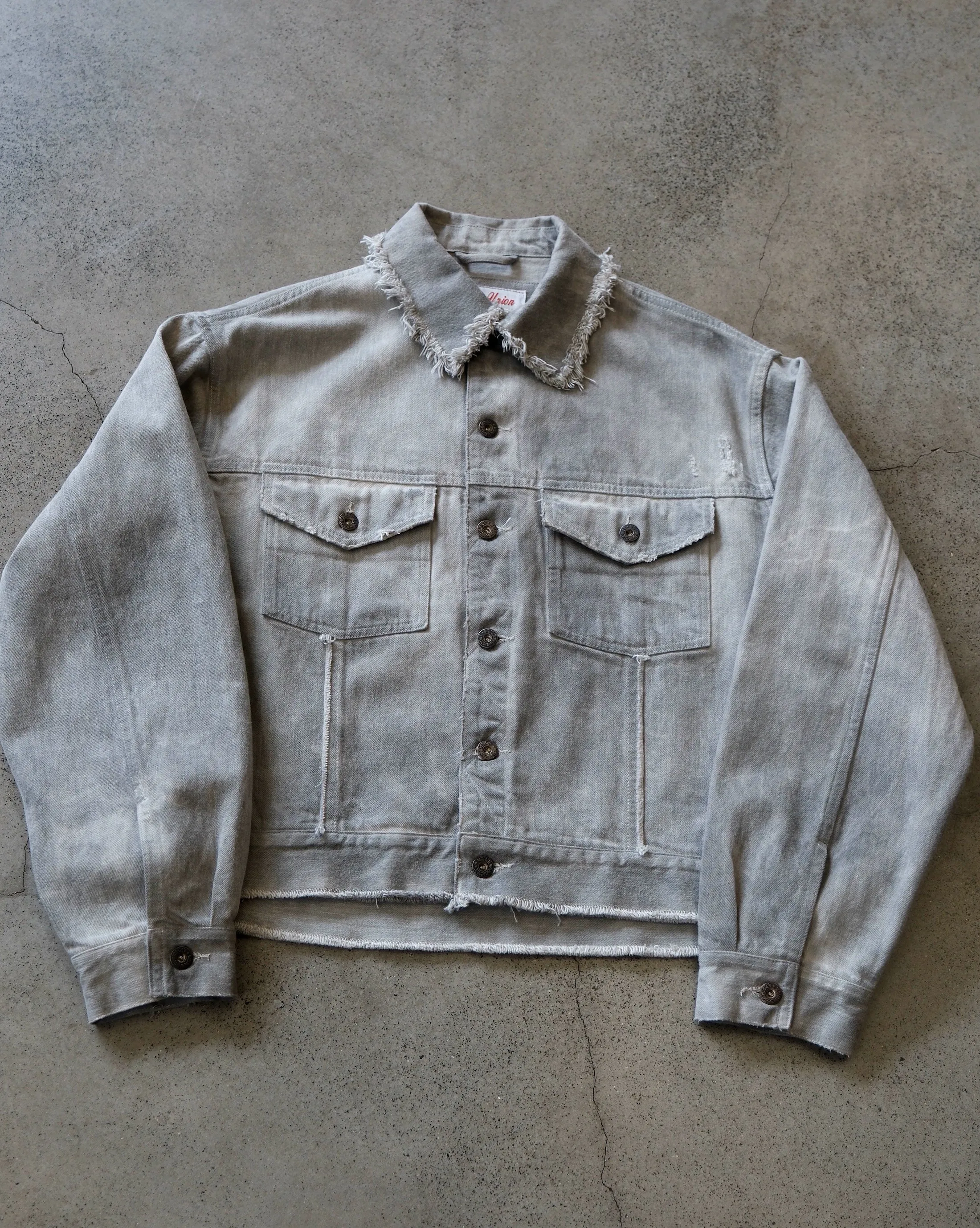 Gray Distressed Denim Jacket
