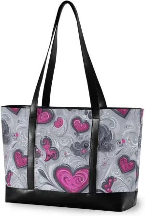 Gray Purple Valentine's Day Romantic Love professional bag for women 14 inch with zipper large work bags for women for teacher with diaper bolso para laptop mujer