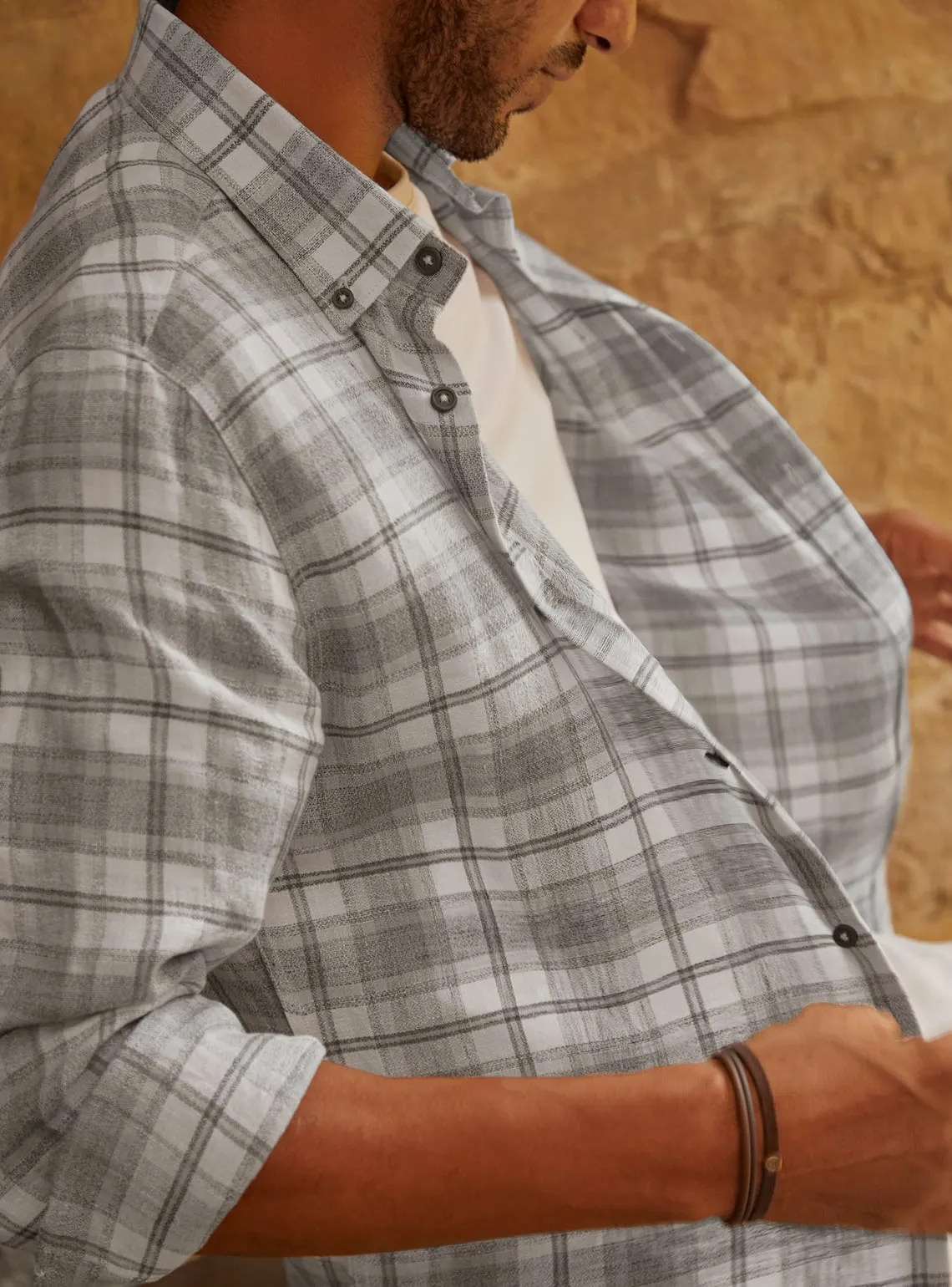 Grey Check Linen Shirt