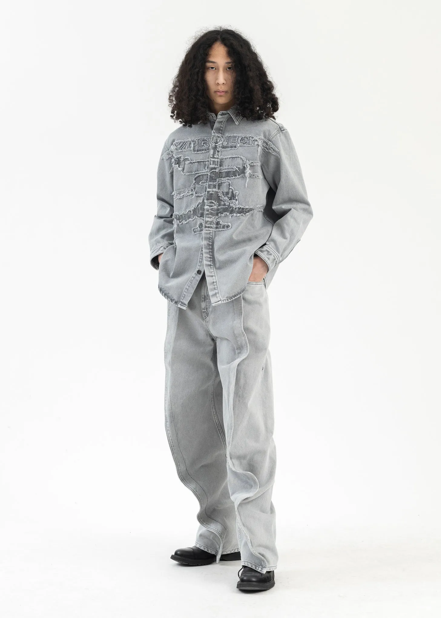 GREY EVERGREEN PARIS' BEST PATCH DENIM SHIRT
