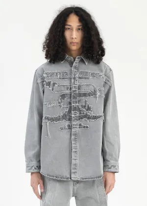 GREY EVERGREEN PARIS' BEST PATCH DENIM SHIRT