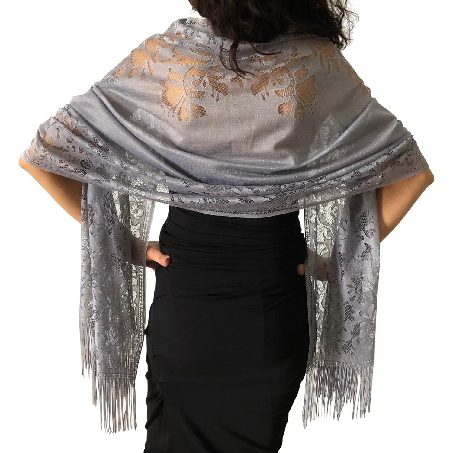 Grey Lace Pashmina