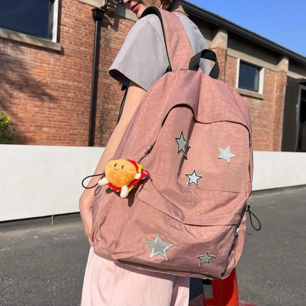 Grunge Backpack with Adorable Accessory Aesthetic Backpack Cute Backpacks Waterproof (Pink)