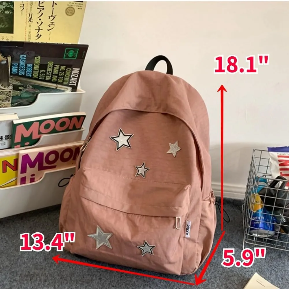 Grunge Backpack with Adorable Accessory Aesthetic Backpack Cute Backpacks Waterproof (Pink)