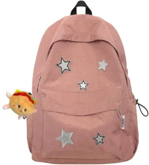 Grunge Backpack with Adorable Accessory Aesthetic Backpack Cute Backpacks Waterproof (Pink)