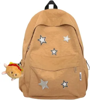 Grunge Backpack with Adorable Accessory Aesthetic Backpack Cute Backpacks Waterproof (Yellow)