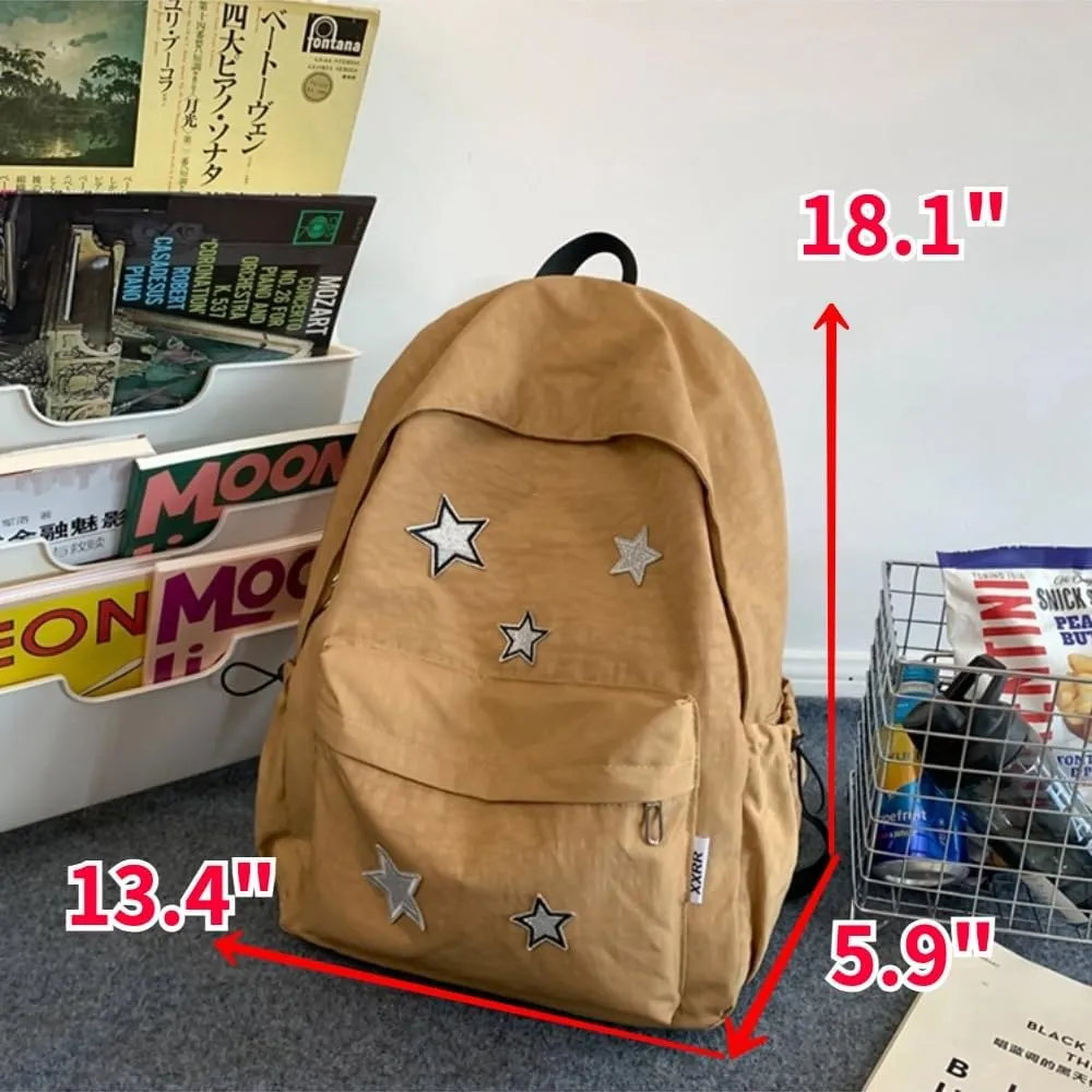 Grunge Backpack with Adorable Accessory Aesthetic Backpack Cute Backpacks Waterproof (Yellow)