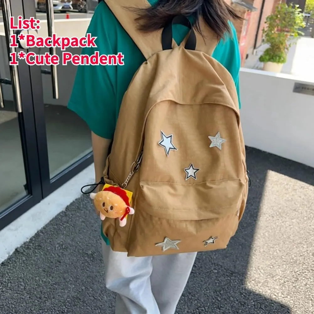 Grunge Backpack with Adorable Accessory Aesthetic Backpack Cute Backpacks Waterproof (Yellow)