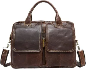 Haitpant Men's Briefcases Bags Genuine Leather Laptop Bag Messenger Bag Leather Office Document Bags