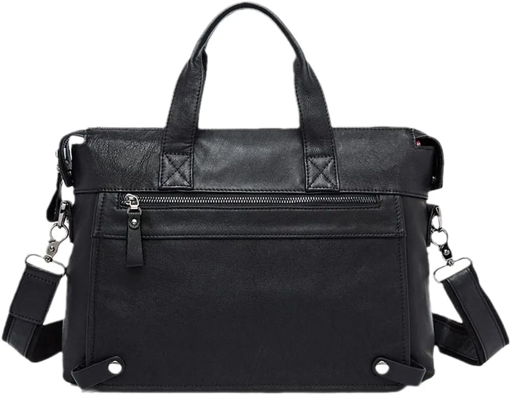 Haitpant Men's Leather Briefcases Bags Genuine Leather Laptop Shoulder Messenger Document Bags