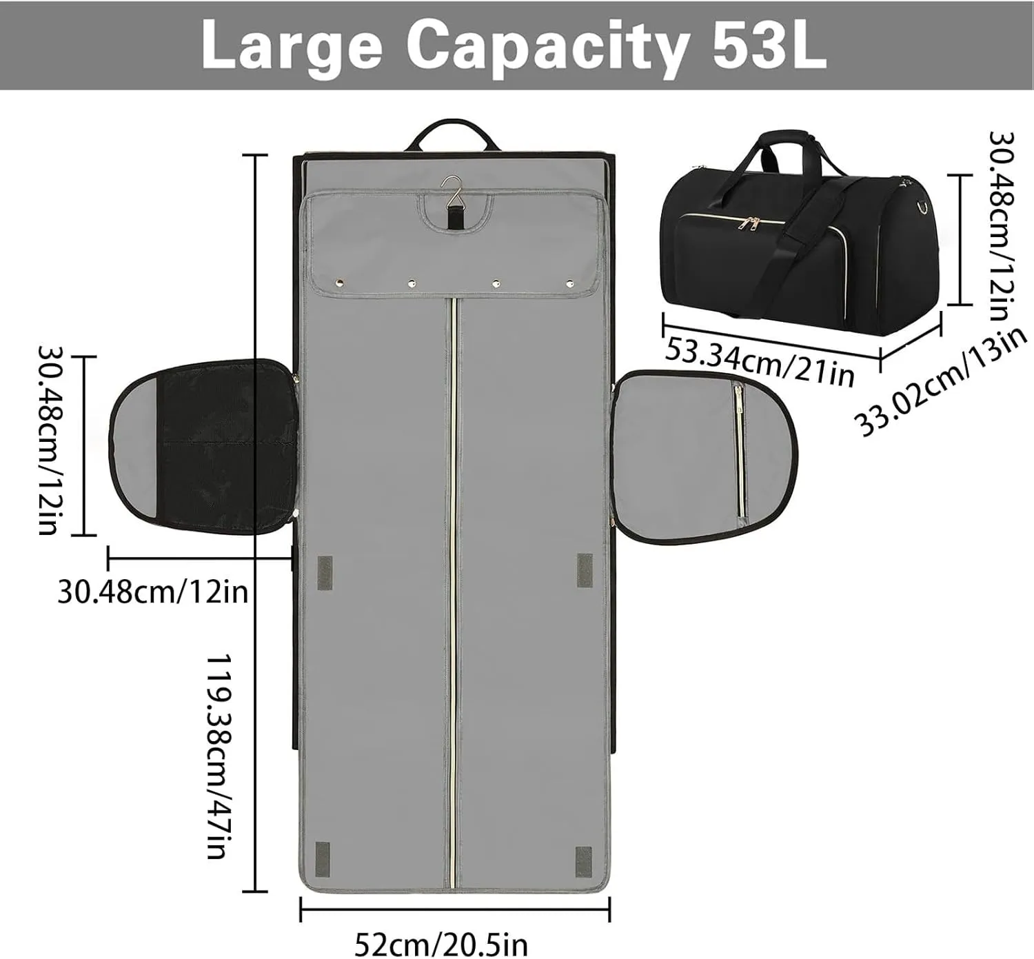 Hanging Garment Bag | Travel Garment Duffle | 2 In 1 Suit Bag, Convertible Garment Bag, Carry Garment Bag, Womens Travel Suit Bag, Suitcase Garment Bag Perfect Use for Garment Bag