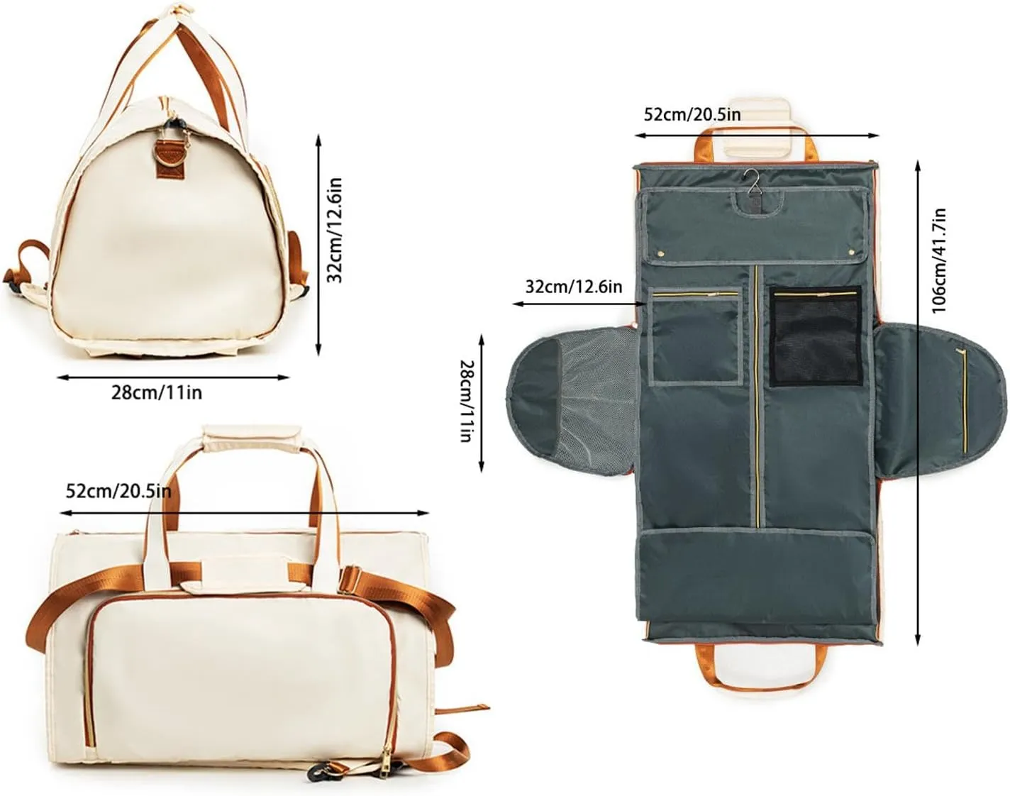 Hanging Garment Bag | Travel Garment Duffle | 2 In 1 Suit Bag, Convertible Garment Bag, Carry Garment Bag, Womens Travel Suit Bag, Suitcase Garment Bag Perfect Use for Garment Bag
