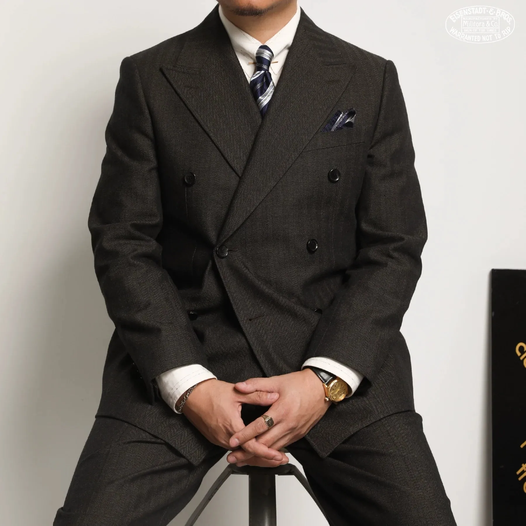 Herringbone Double-Breasted Suit