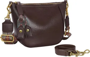 HESHE Leather Crossbody Bags for Women Soft Hobo Purses Stylish Satchel Bags Boho Shoulder Handbags with Wide Strap