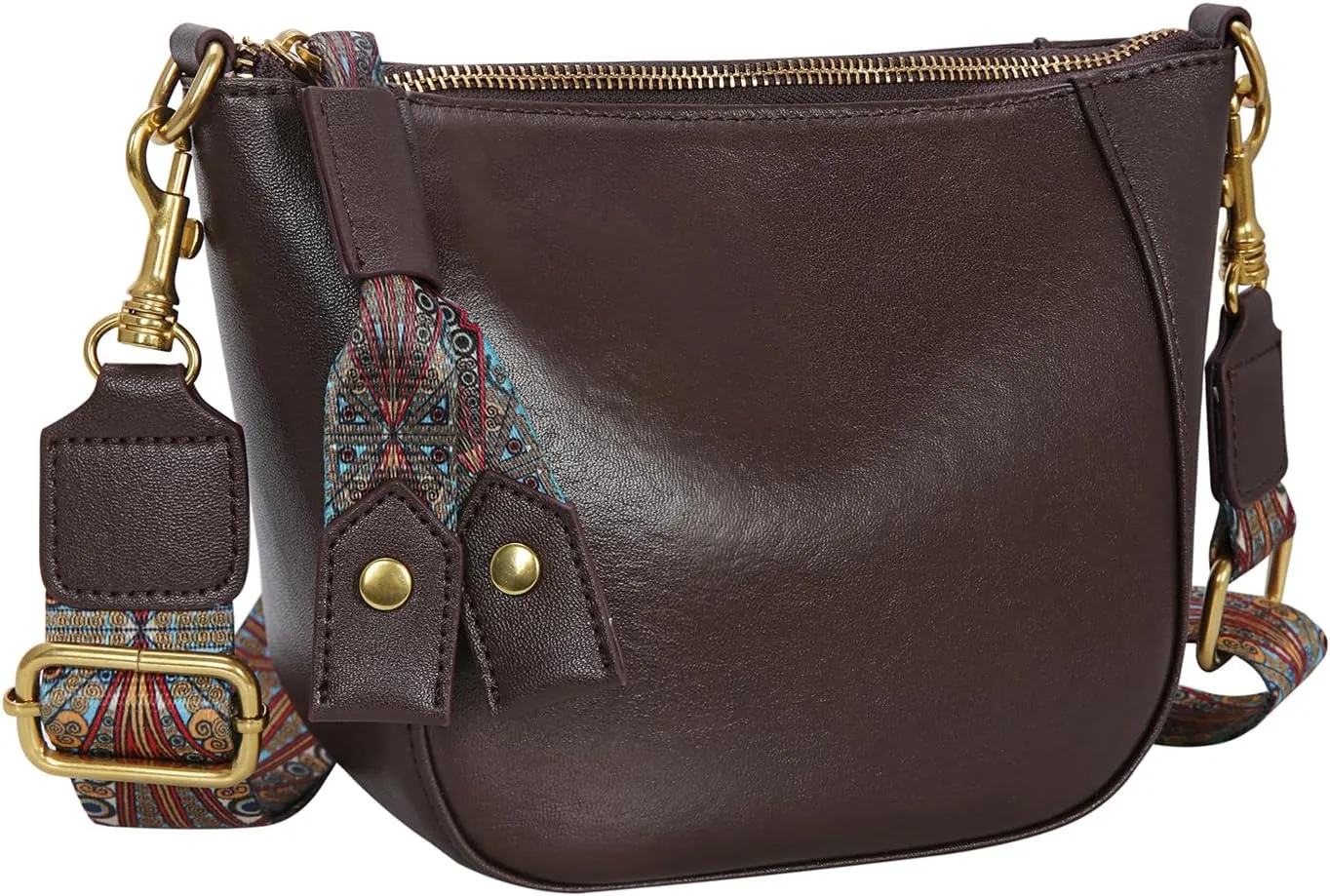 HESHE Leather Crossbody Bags for Women Soft Hobo Purses Stylish Satchel Bags Boho Shoulder Handbags with Wide Strap