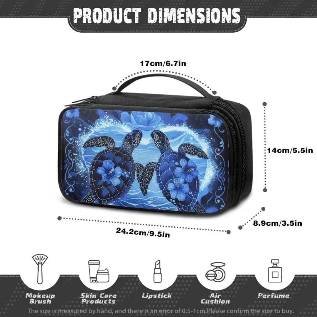 Hibiscus Makeup Bag Turtle Heart Waterproof Storage Bag Professional Cosmetic Artist Organizer Zipper Travel Toiletry Pouch for Women and Girls
