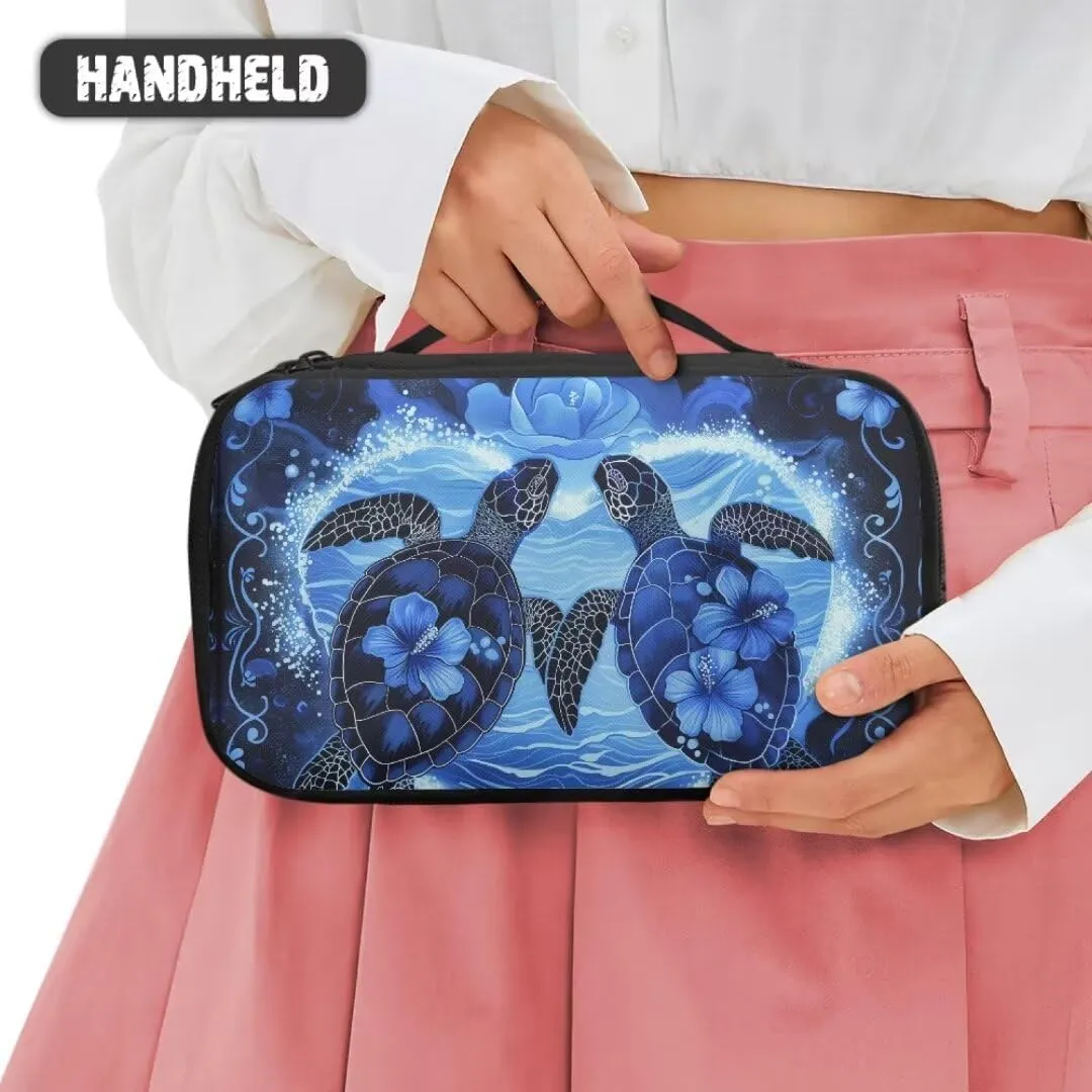 Hibiscus Makeup Bag Turtle Heart Waterproof Storage Bag Professional Cosmetic Artist Organizer Zipper Travel Toiletry Pouch for Women and Girls