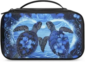 Hibiscus Makeup Bag Turtle Heart Waterproof Storage Bag Professional Cosmetic Artist Organizer Zipper Travel Toiletry Pouch for Women and Girls