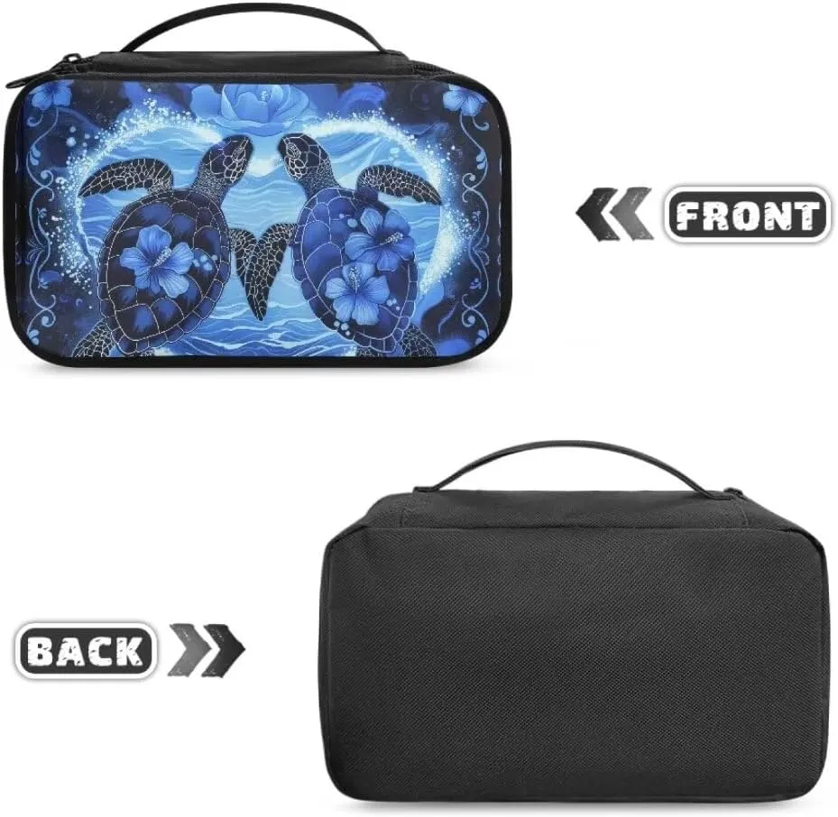 Hibiscus Makeup Bag Turtle Heart Waterproof Storage Bag Professional Cosmetic Artist Organizer Zipper Travel Toiletry Pouch for Women and Girls