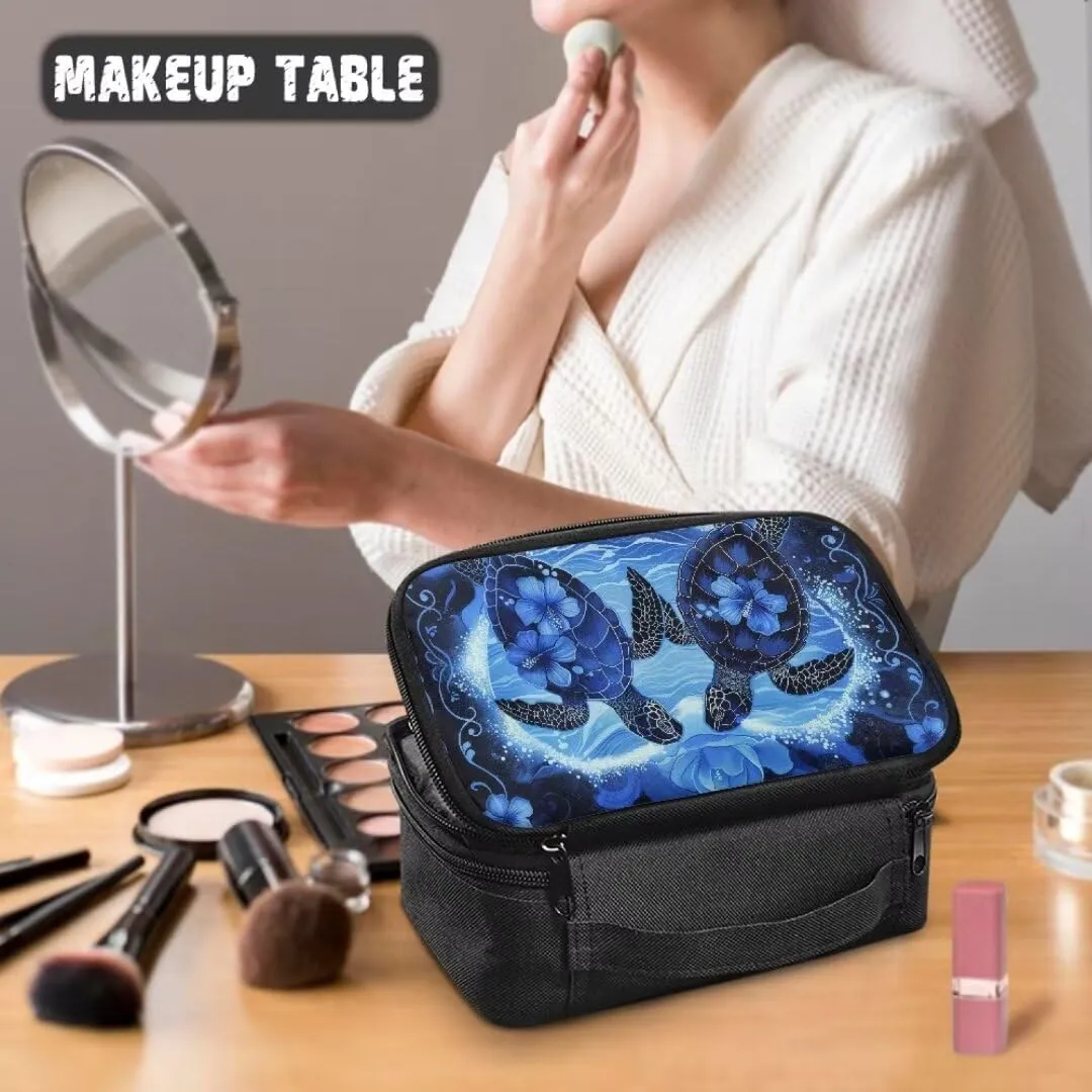 Hibiscus Makeup Bag Turtle Heart Waterproof Storage Bag Professional Cosmetic Artist Organizer Zipper Travel Toiletry Pouch for Women and Girls