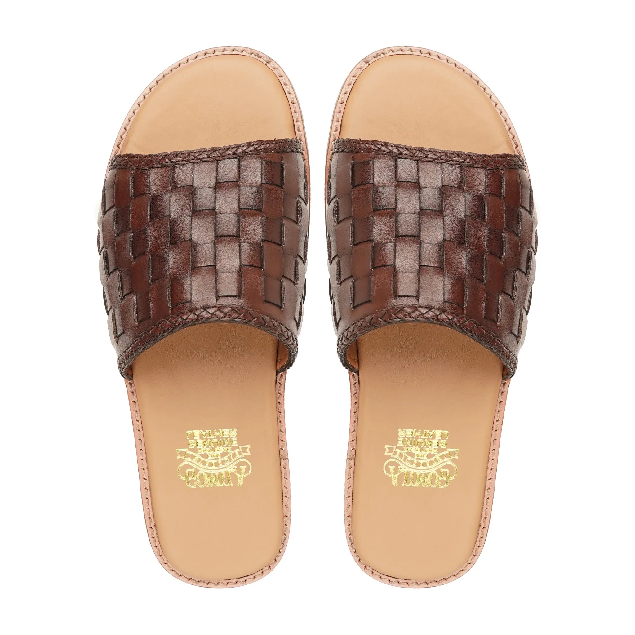 Hikari - Men's Dark Brown Hand Woven Calf Leather Slipper