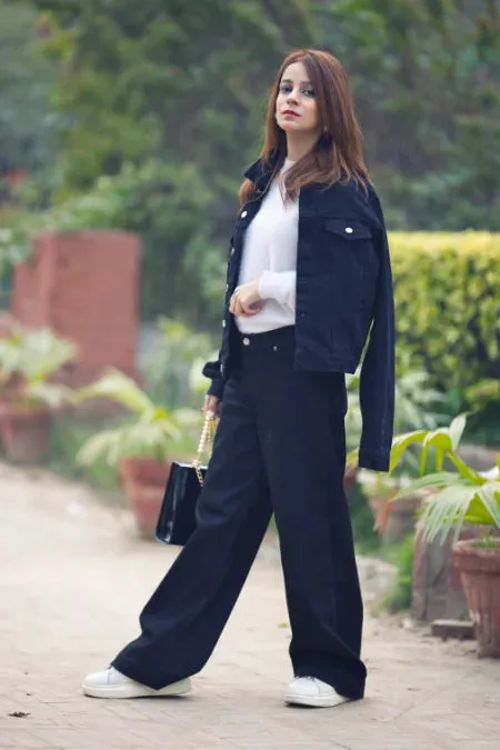 hm pure black denim jacket