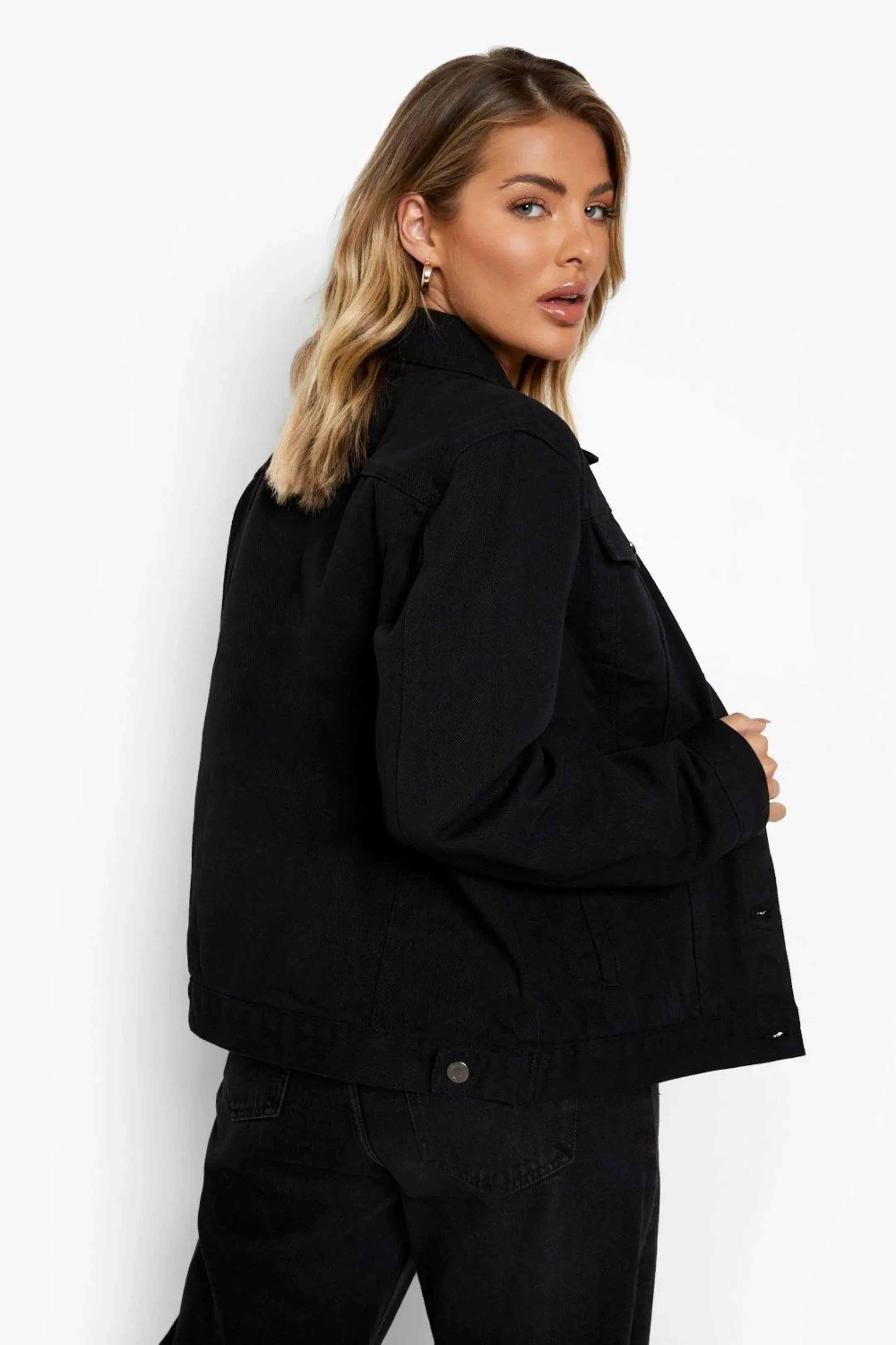 hm pure black denim jacket