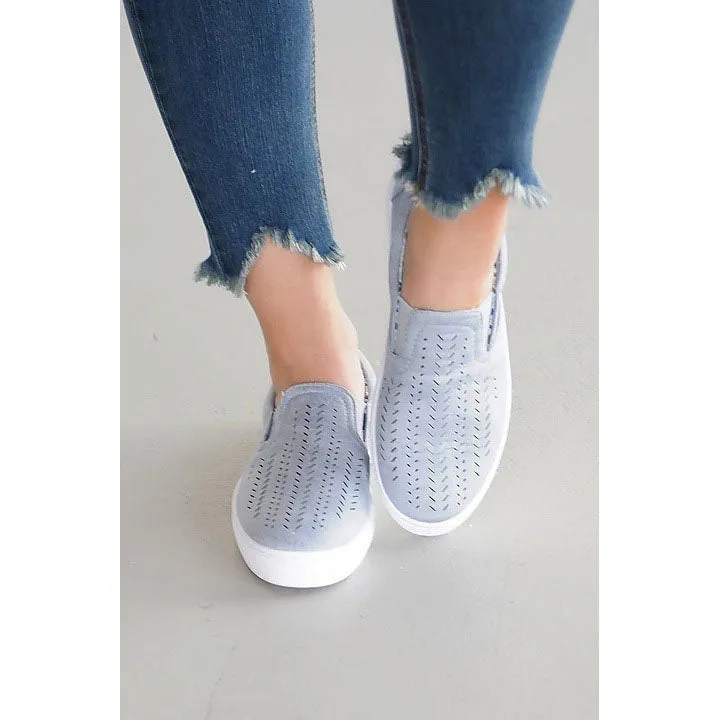 Hollow Out Pure Color Canvas Round Toe Flats Casual Shoes