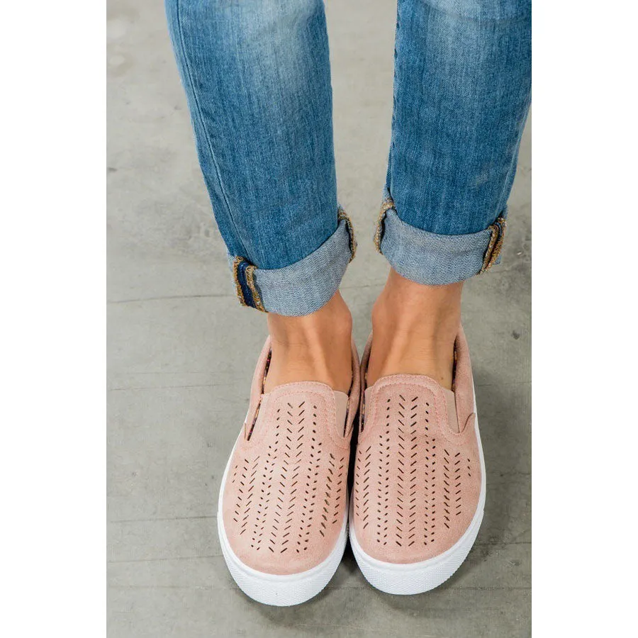 Hollow Out Pure Color Canvas Round Toe Flats Casual Shoes