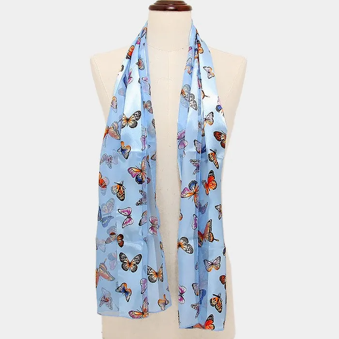 iLLASPARKZ Butterfly print silk feel scarf