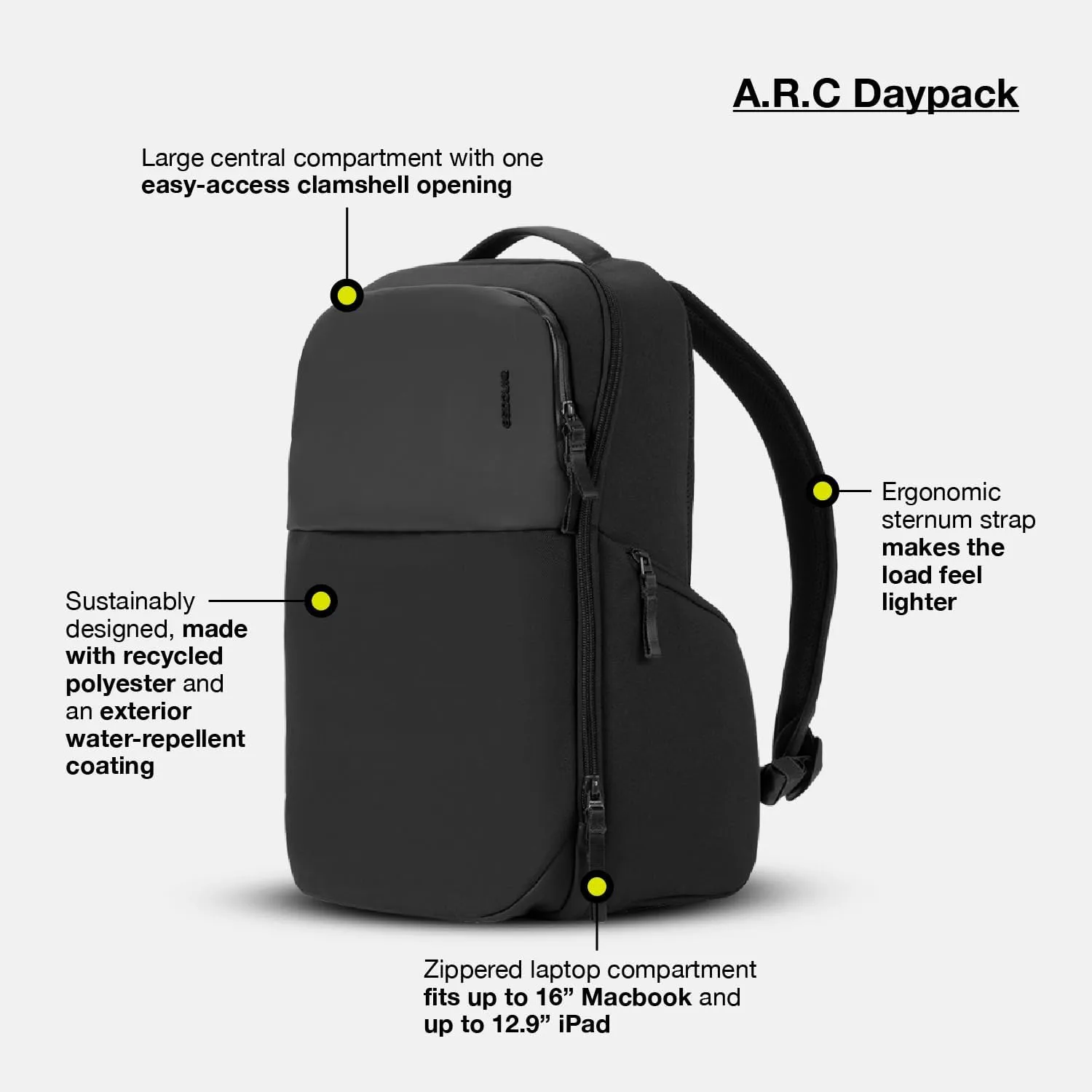 Incase A.R.C. Daypack, Versatile Carry On Backpack & Tech Bag, 16 Inch Laptop Bag for MacBook or iPad Lightweight Backpack (Navy)