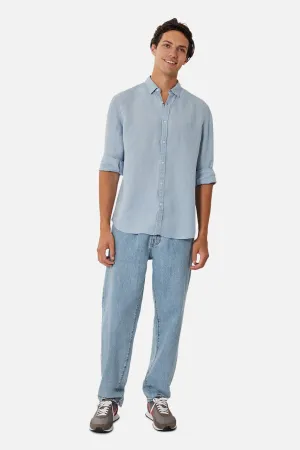 INDUSTRIE, The Tennyson Long Sleeve Linen Shirt, FRENCH BLUE