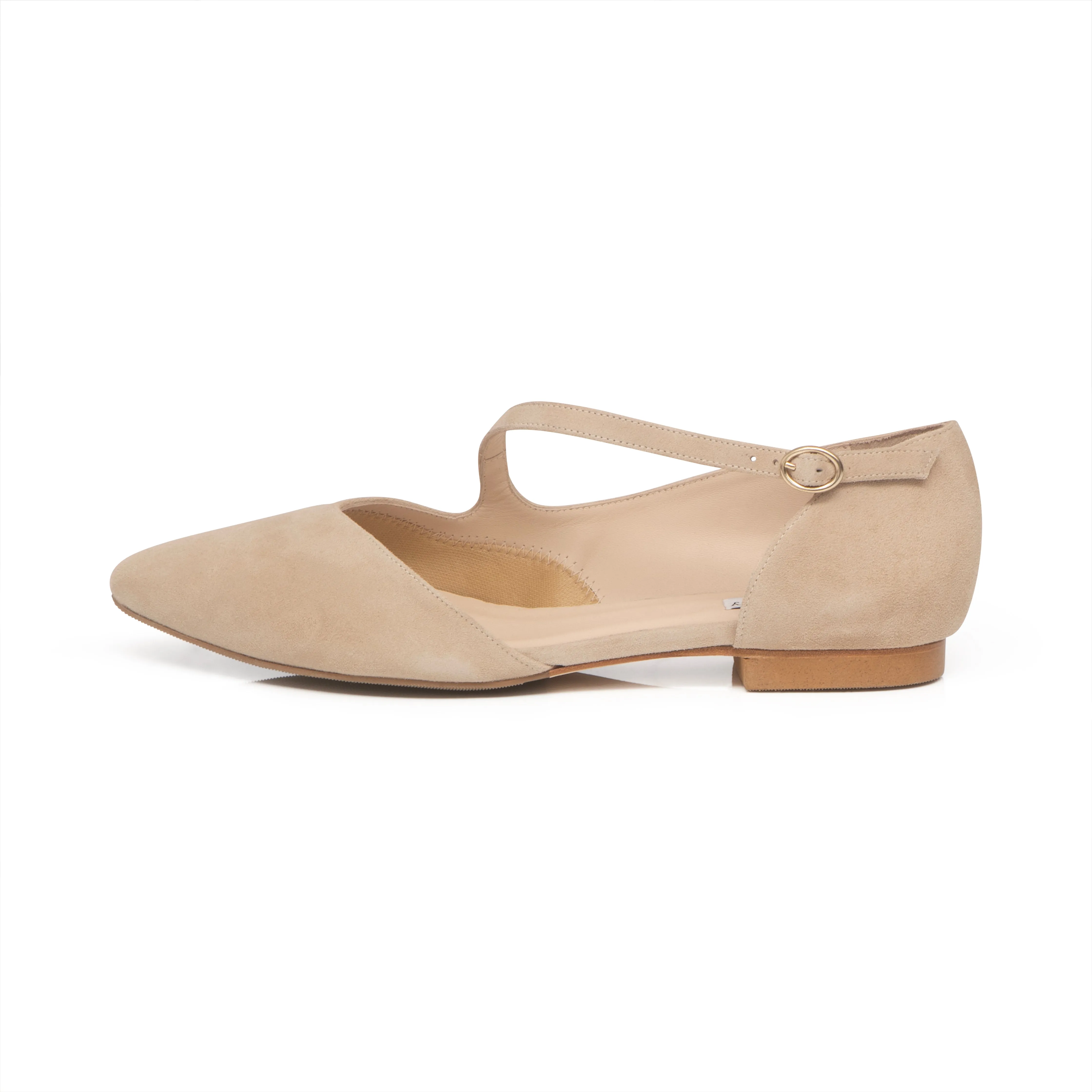 Indy Extra Wide Width Flats - Nude Suede