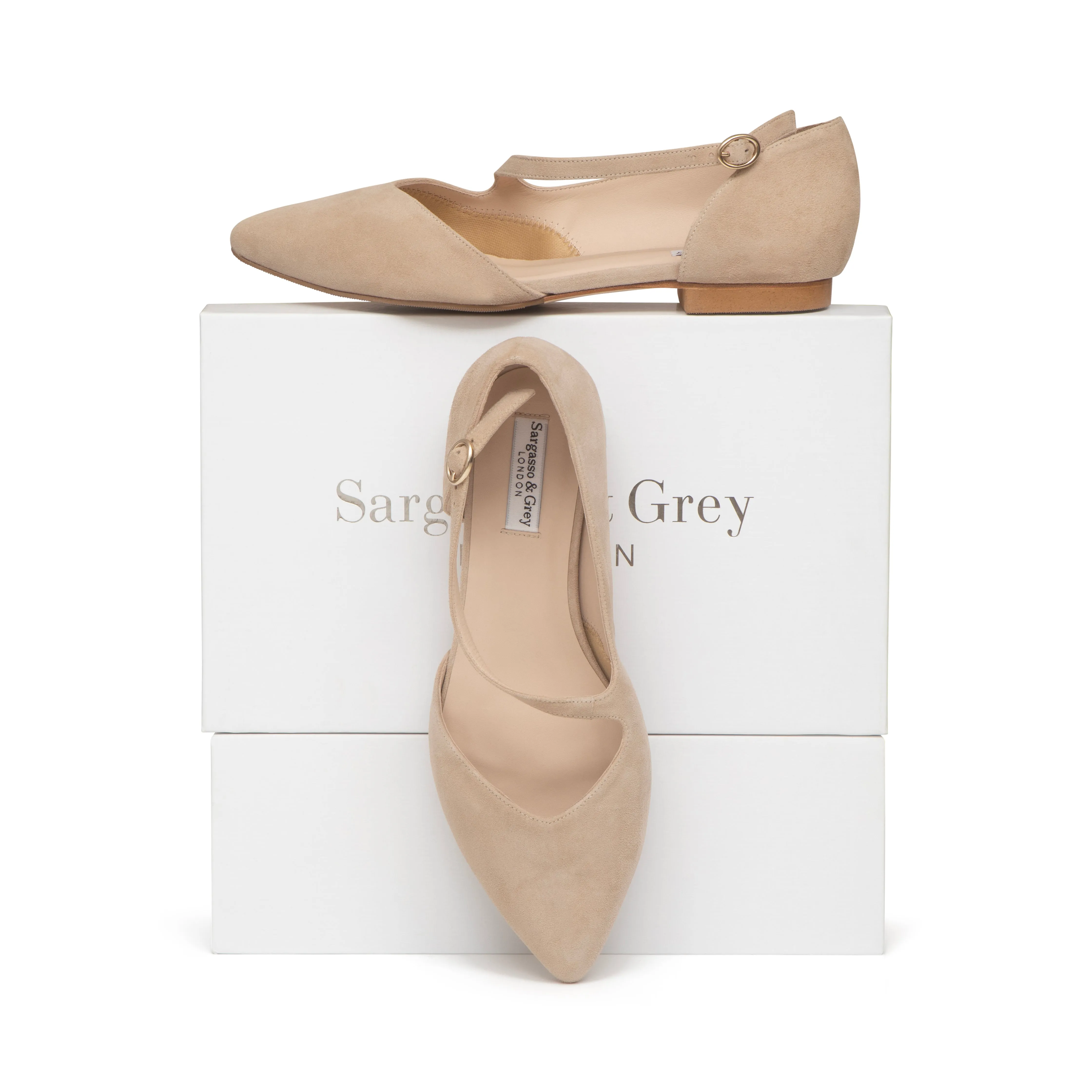 Indy Extra Wide Width Flats - Nude Suede