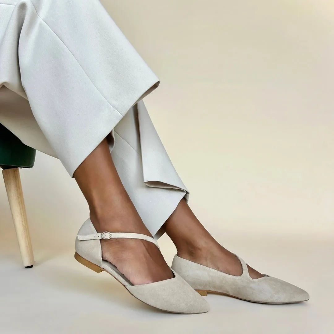 Indy Extra Wide Width Flats - Nude Suede