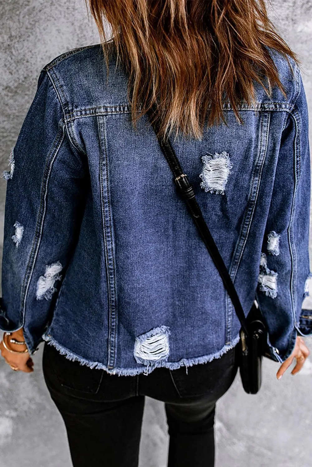 Invigorating Button Front Distressed Denim Jacket