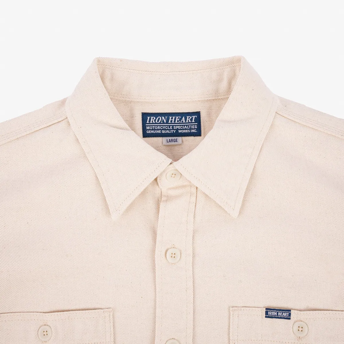 Iron Heart IHSH-414-WHT 9oz Cotton Linen Work Shirt - Off White